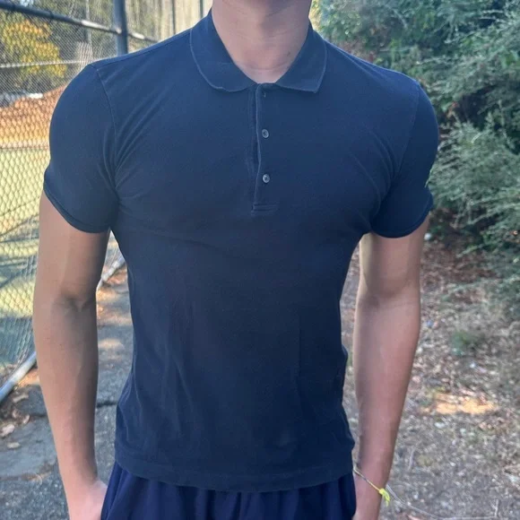 GUCCI SHOOTING LUCKY STAR NEON VOLT GREEN NAVY BLUE UNIFORM POLO SHIRT TENNIS S - Picture 9 of 16